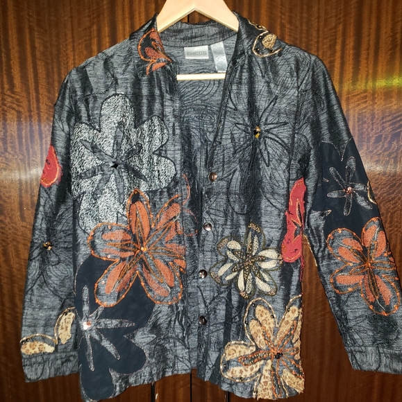 Chicos shirt / light jacket embroidered and beaded - Picture 1 of 7